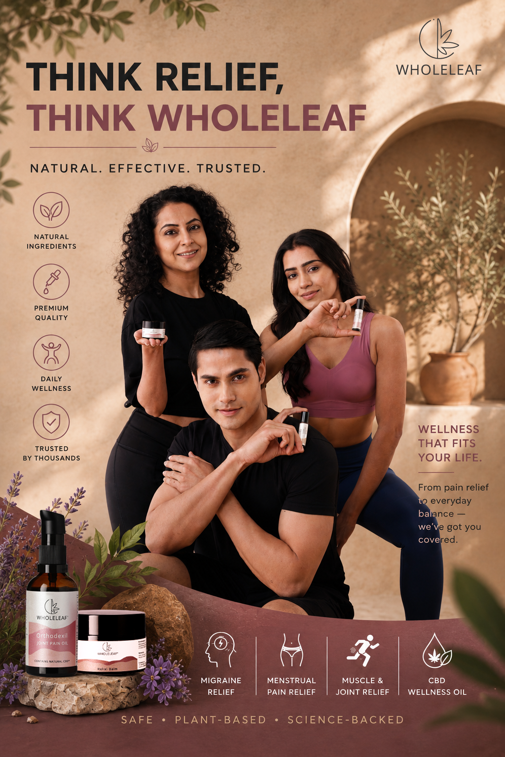 Wholeleaf Wellness advertising campaign featuring commercial photography and creative direction by Rewire